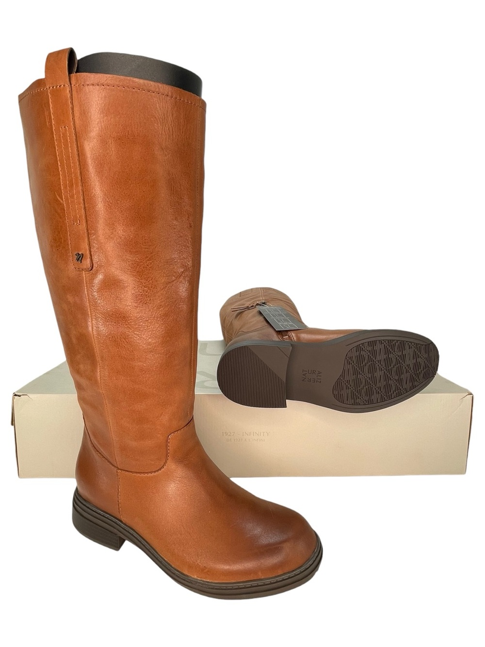 Naturalizer On Time Brown Leather Wide Calf Knee High Womens Boots Size 9.5M - Picture 13 of 15